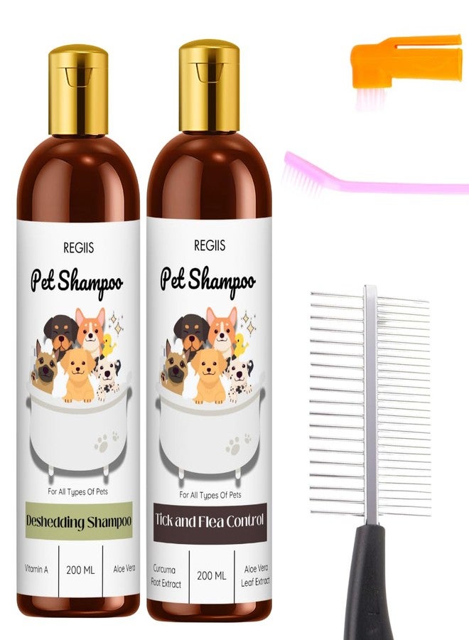 مجموعة شامبو للحيوانات الأليفة، تركيبة لإزالة الشعر الزائد ومكافحة القراد، 200 مل لكل عبوة، مع الصبار ومستخلصات طبيعية، لجميع أنواع الحيوانات الأليفة (عبوة من 4 قطع) - Image 1